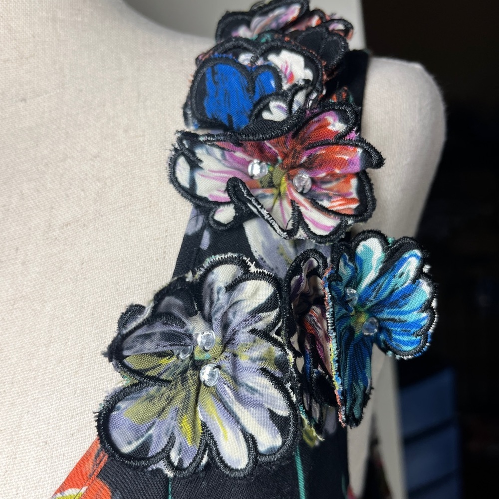 Moulinette Soeurs Anthropologie Womens 3D Embellished Floral‎ Applique Dress 4